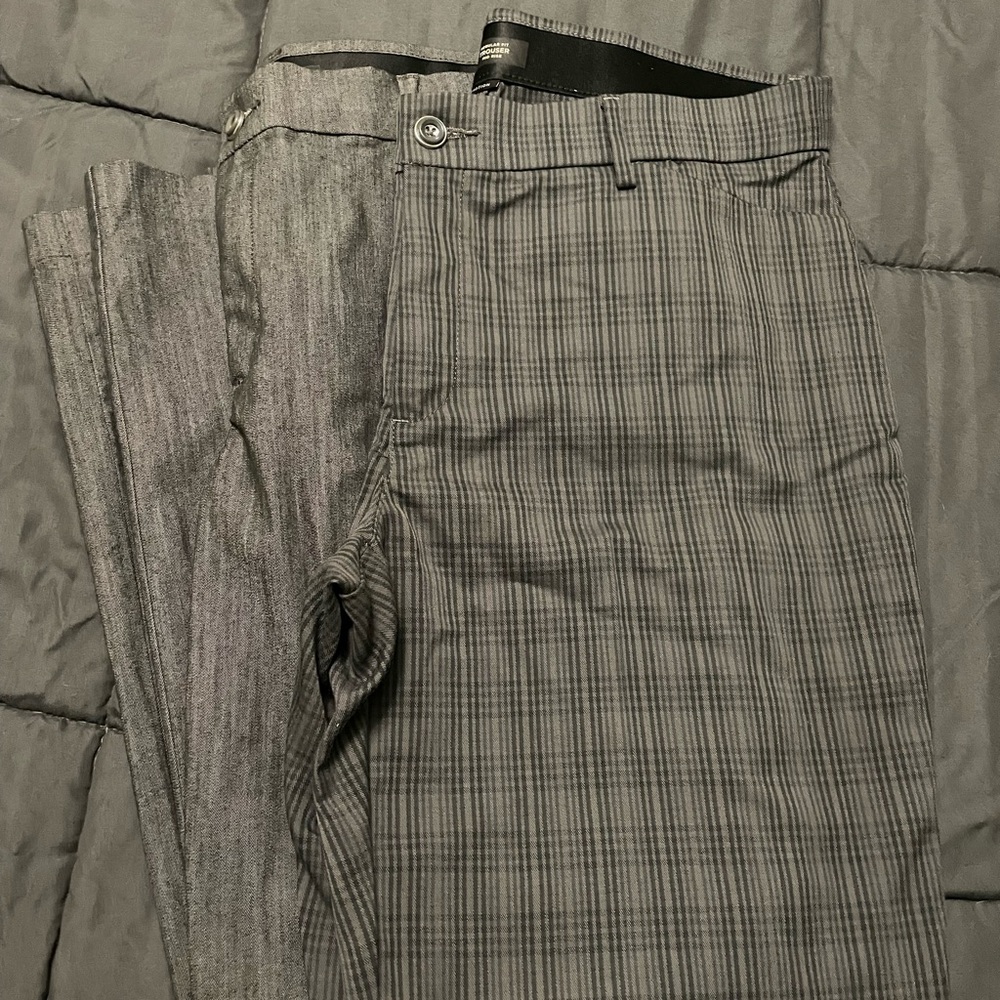 Woman’s Gray Plaid and Solid Pants